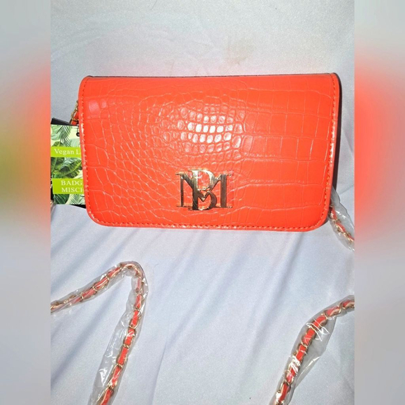 Badgley Mischka Handbags - Badgley Mishka Croc Crossbody Mango Vegan Leather Bag, NWT
